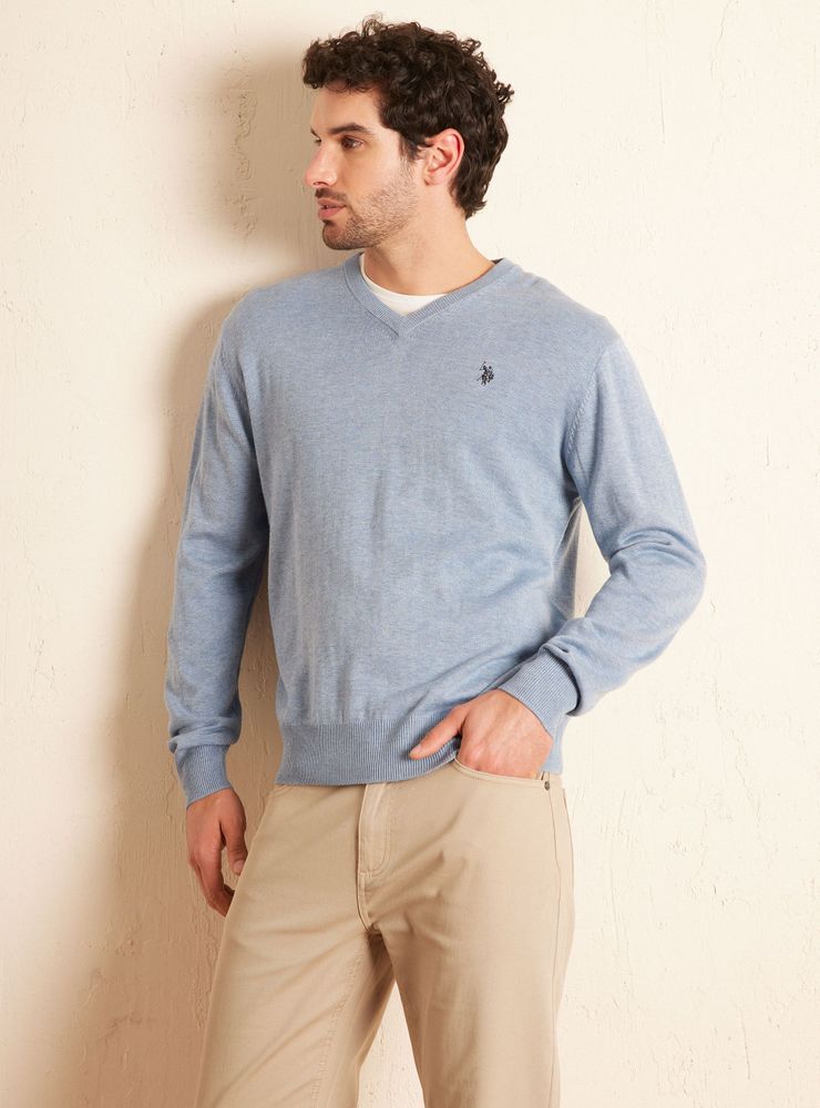 US Polo Assn Sweater Básico Cuello V Logo