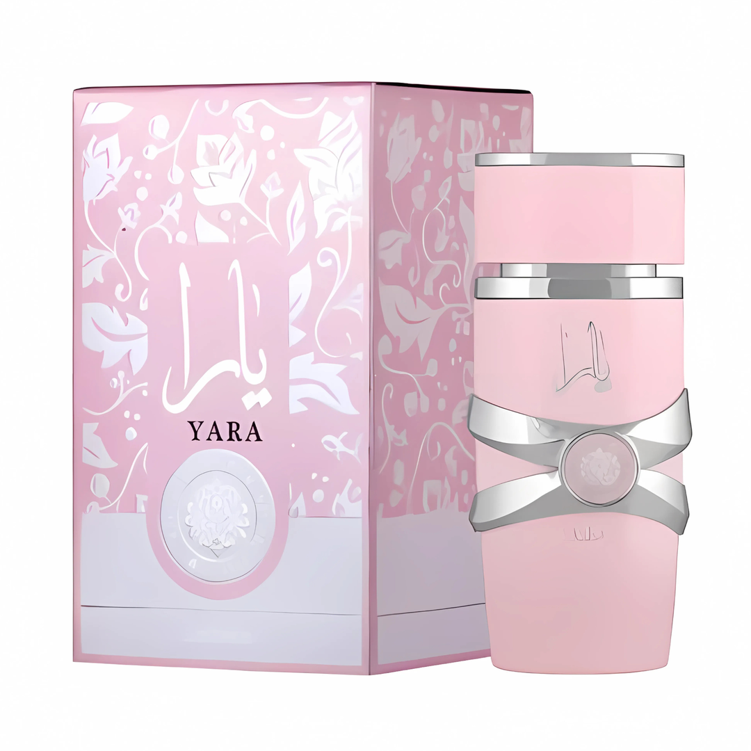 Perfume Lattafa Yara EDP 100ml sobre fondo suave