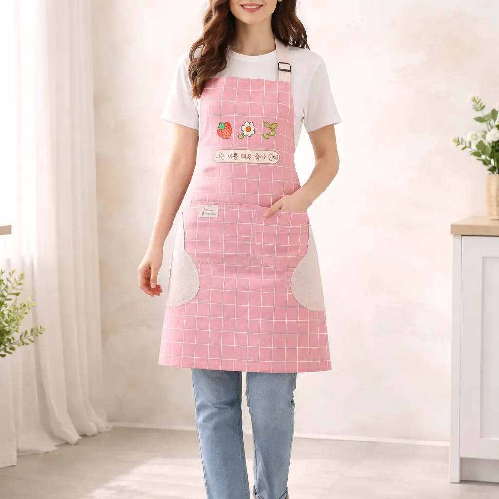 Delantal De Cocina Mandil Estampado Con Bolsillos Ajustable
