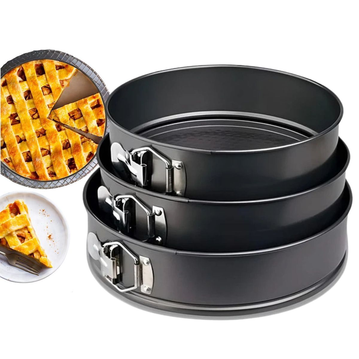 Set 3 Moldes Redondos Repostería Torta Antiadherente