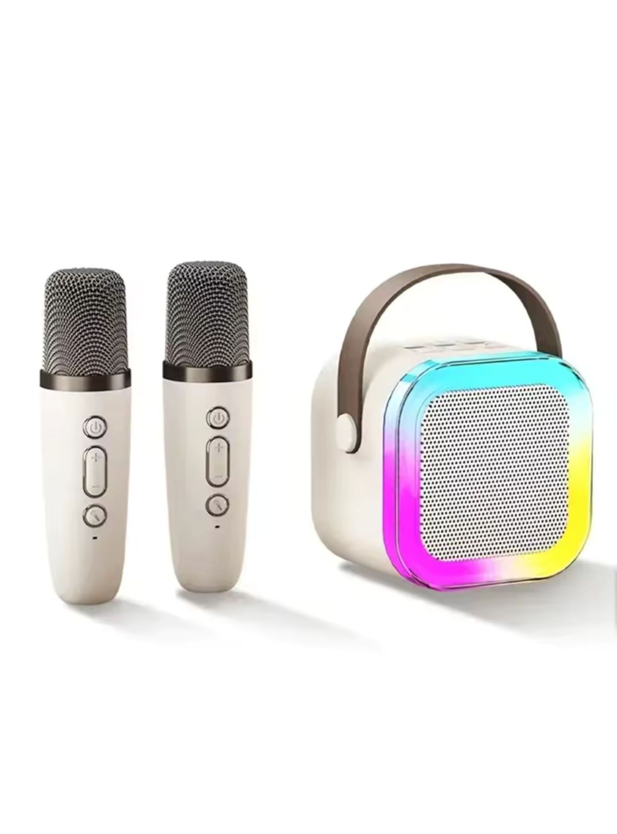 Karaoke Portátil Doble Micrófono Bluetooth con Mini Parlante RGB
