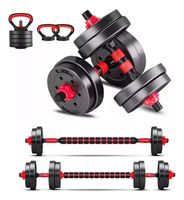 Set 15 Kg Mancuernas Ajustable Barra Y Kettlebell 3 En 1