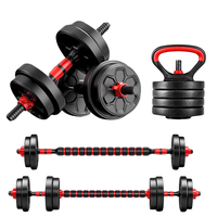 Set 15 Kg Mancuernas Ajustable Barra Y Kettlebell 3 En 1