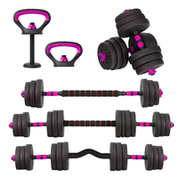 Set Mancuernas 20 kg 5 en 1 Barra Z Extensor Rosa