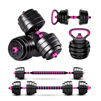 Set Mancuernas Barra Rusa Ajustables 20 Kg 4 En 1 Rosa