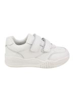 Zapatilla New Walk Velcro Doble Escolar Blanca