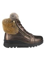 Botín Exs Peludo Cuero Bronce