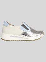 Zapatilla Exs Slip On Cuero Plateada