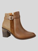 Botín Exs Broche Reptil Cuero Marrón