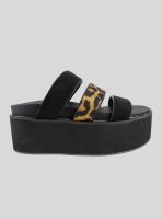 Sandalia New Walk Leopardo Negra