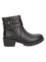 Botín Palm Doble Broche Cuero Negro
