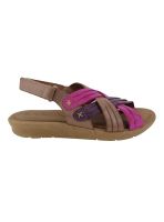 Sandalia Exs Confort Tiras Cuero Burdeo