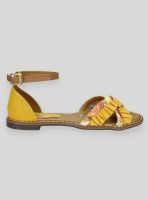 Sandalia Exs Flequillo Cuero Mostaza