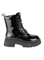 Botín New Walk Militar Brillante Negro