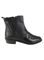 Botín Exs Vaquero Tachas Cuero Negro