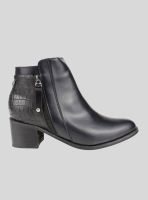 Botín Cuero Reptil Negro