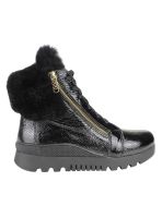 Botín Exs Peludo Cuero Negro