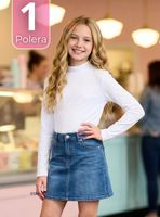 Polera Camiseta Polar Blanca Primera Capa Cuello Beatle Manga Larga Niñas