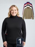 Camiseta Polera Bambú Primera Capa Cuello Beatle Mangas Larga Colores Surtidos Mujer