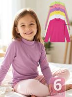 Pack 6 Poleras Camisetas Básica Polar Primera Capa Cuello Beatle Manga Larga Colores Surtido Niña