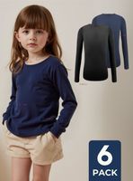 Pack 6 Camiseta Bambú Escolar Primera Capa Niña Polera Cuello redondo