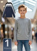 Polera Camiseta Polar Primera Capa Cuello Redondo Manga Larga Colores Surtidos Niños