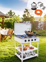 Cocina Encimera a Gas Licuado 5 Platos con Mesa + kit de instalación Cocinilla Blanco