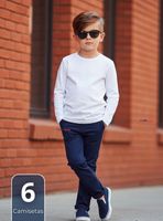 Pack 6 Camisetas Algodón Manga Larga Polera Primera Capa Blanco Niño