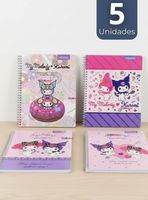 Pack 5 Cuadernos Universitario My Melody & Kuromi Proarte 7mm 100 Hojas Diseño Surtido