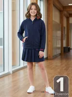Polerón Escolar Polar Con Capucha Niña Unisex de Color Azul 5 a 12 años