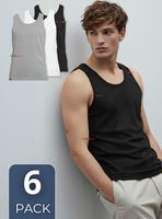 Pack 6 Camisetas Sin Manga Básicas 100% Algodón Colores Surtidos Hombre