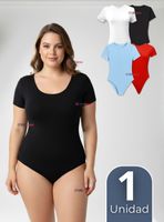 Body Ajustable Moldeador de Bambú Cuello Redondo de Manga Corta Mujer Colores Surtidos