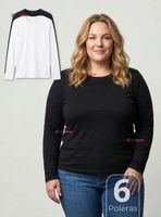 Pack 6 Camisetas Poleras Polar Primera Capa Manga Larga de Color Surtidos Mujer