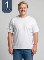 Camiseta Polera 100% Algodón Básica Lisa Elástica Hombre Color Blanco