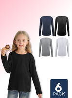 Pack 6 Camisetas Polera Polar Niña Primera Capa Colores Surtidos