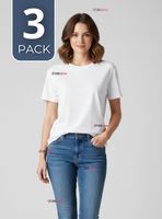 Pack 3 Camisetas Poleras 100% Algodón Básica Lisa Elástica Mujer Color Blanco
