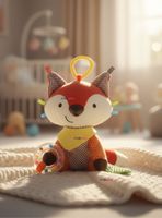 Juguete Peluche Animales Sensorial Con Mordedor Y Sonajero Diseño Zorrito Niña y Niño