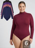 Pack 6 Bodys Manga Larga de Bambú Cuello Alto Beatle Mujer Colores Surtidos