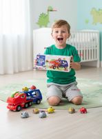 Camión Dinosaurio Con Música Luces Función de Spray + 8 Mini Coches