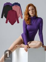 Body Manga Larga Bambú Cuello Alto Beatle Mujer Color Surtidos