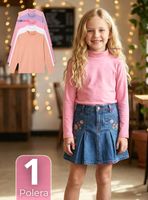 Polera Camiseta Bambú Cuello Beatle Primera Capa Manga Larga Colores Surtido Niñas