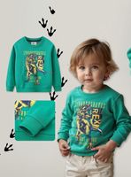 Polerón Algodón Cuello Redondo Niño Verde Dinosaurios