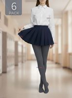 Pack 6 Ballerinas Elasticadas Escolares Niña Algodón Gris