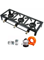 Cocina Fogón 3 Platos + Kit De Instalación Cocinilla Camping