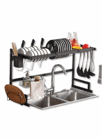 Escurridor Trastes Platos Fregadero 2 Niveles Ajustable Acero al Carbono Inox