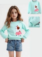 Polerón Algodón Cuello Redondo Niña Turquesa Hámster