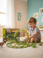 Pista Carreras de Auto Juguete Flexible Dinosaurio 120 Piezas para Niños