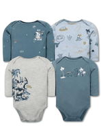 Pack 4 Bodys Bebé Niño Manga Larga Tedmimak 100% Algodón Mini Explorers