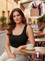 Camiseta Polera Sin Mangas Tela Acanalada Algodón Mujer Colores Surtidos