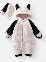 Enterito Con Capucha Polar Bebé Panda Blanco y Negro